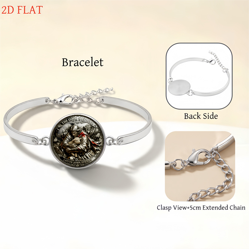 5pc Good Shepherd Theme Women's Jewelry Set, Necklace, Earrings, Brooch, Bracelet
